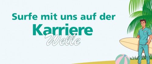 Karrierewelle Pflegefachkraft als Surfer am Strand